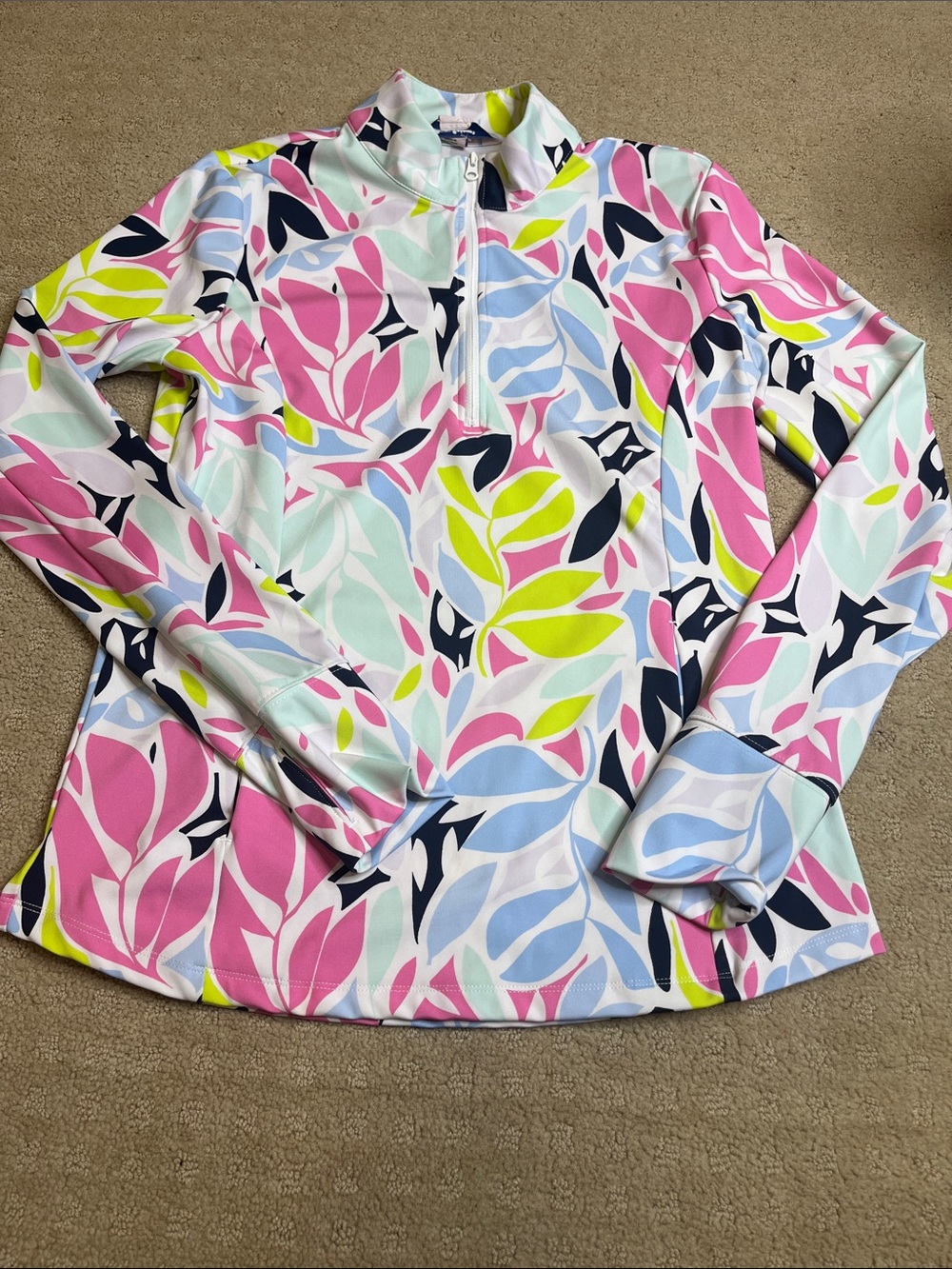 Tommy Bahama Golf Women’s Printed Quarter-Zip Performance Top - Multi Pink SZ M